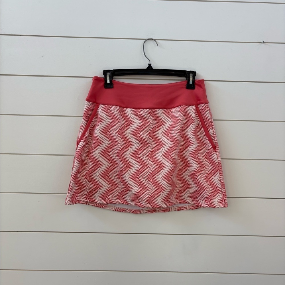Adidas Pink and White Zigzag Mini Skirt